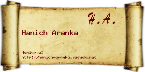 Hanich Aranka névjegykártya